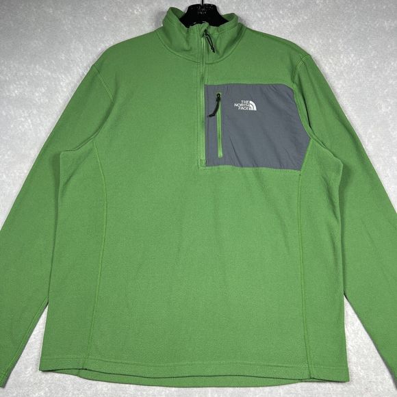 THE NORTH FACE Green Half Zip Fleece Sweatshirt Jacket Outdoors Men's Size: L - Picture 1 of 11